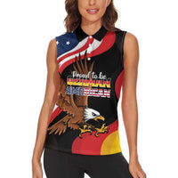 Personalized Proud to be German-American Women Sleeveless Polo Shirt Eagle Heritage Month - Wonder Print Shop
