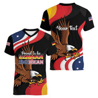 Personalized Proud to be German-American Women V-Neck T-Shirt Eagle Heritage Month - Wonder Print Shop