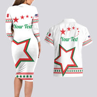 Personalized Italian-American Heritage Month Couples Matching Long Sleeve Bodycon Dress and Hawaiian Shirt Starlight Simple Style - Wonder Print Shop