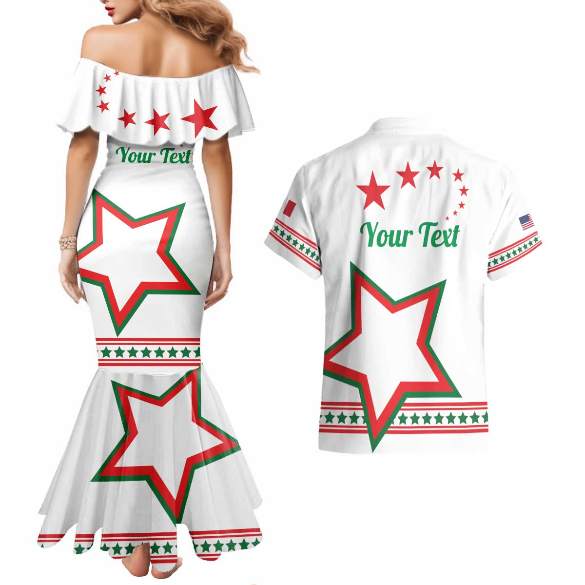 Personalized Italian-American Heritage Month Couples Matching Mermaid Dress and Hawaiian Shirt Starlight Simple Style - Wonder Print Shop