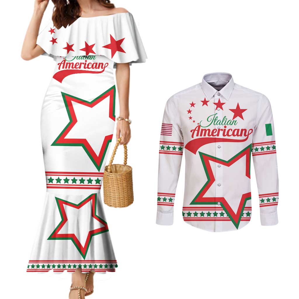 Personalized ​Italian-American Heritage Month Couples Matching Mermaid Dress and Long Sleeve Button Shirt Starlight Simple Style