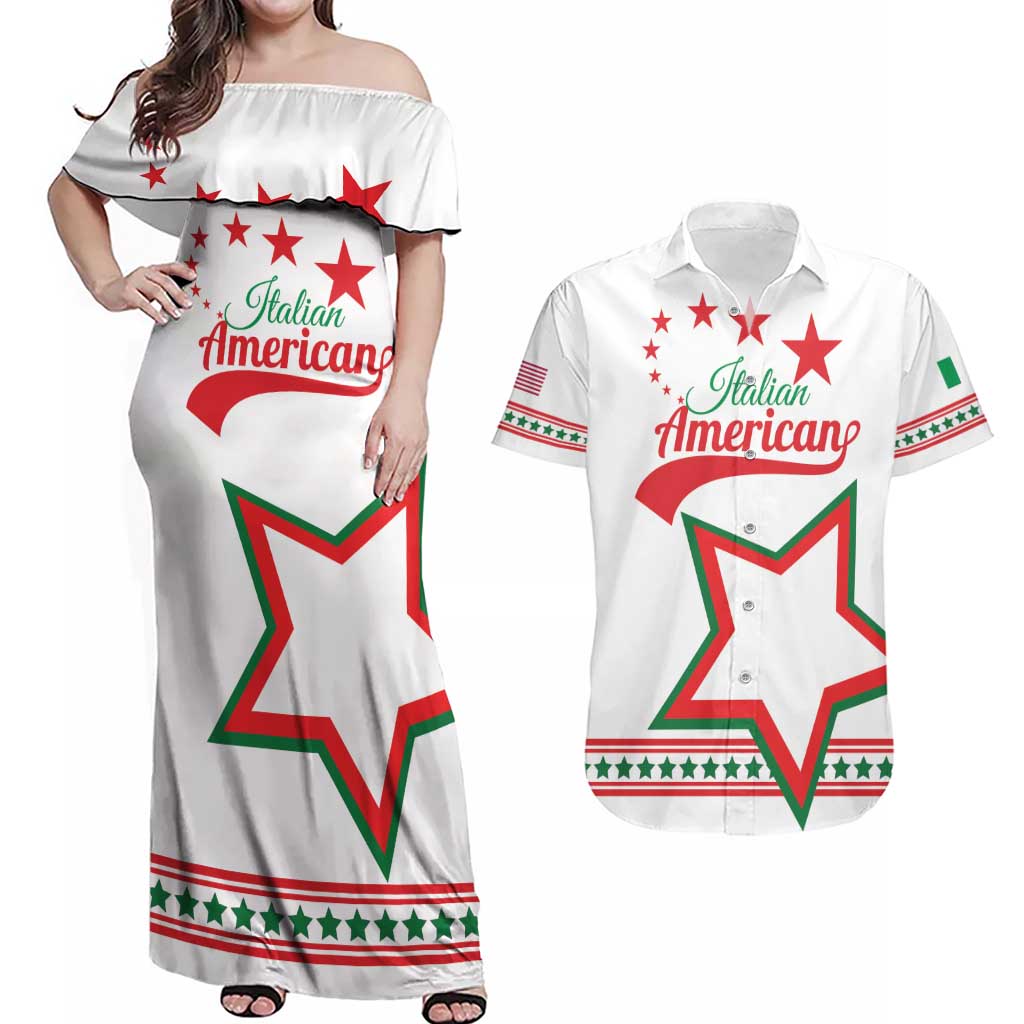 Personalized Italian-American Heritage Month Couples Matching Off Shoulder Maxi Dress and Hawaiian Shirt Starlight Simple Style - Wonder Print Shop
