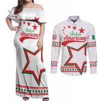 Personalized Italian-American Heritage Month Couples Matching Off Shoulder Maxi Dress and Long Sleeve Button Shirt Starlight Simple Style - Wonder Print Shop
