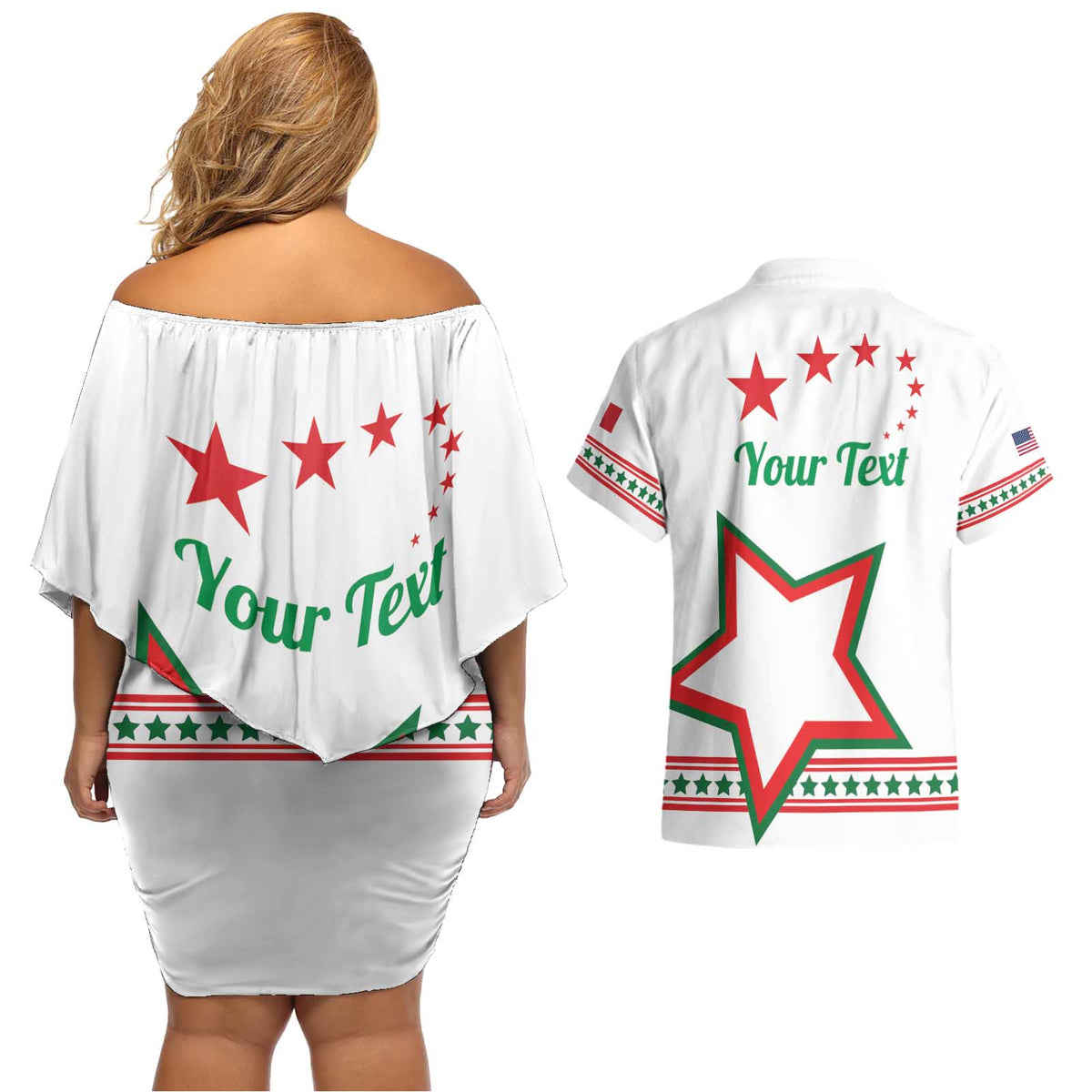 Personalized Italian-American Heritage Month Couples Matching Off Shoulder Short Dress and Hawaiian Shirt Starlight Simple Style - Wonder Print Shop