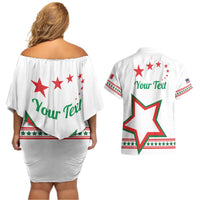 Personalized Italian-American Heritage Month Couples Matching Off Shoulder Short Dress and Hawaiian Shirt Starlight Simple Style - Wonder Print Shop