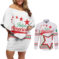Personalized Italian-American Heritage Month Couples Matching Off Shoulder Short Dress and Long Sleeve Button Shirt Starlight Simple Style - Wonder Print Shop