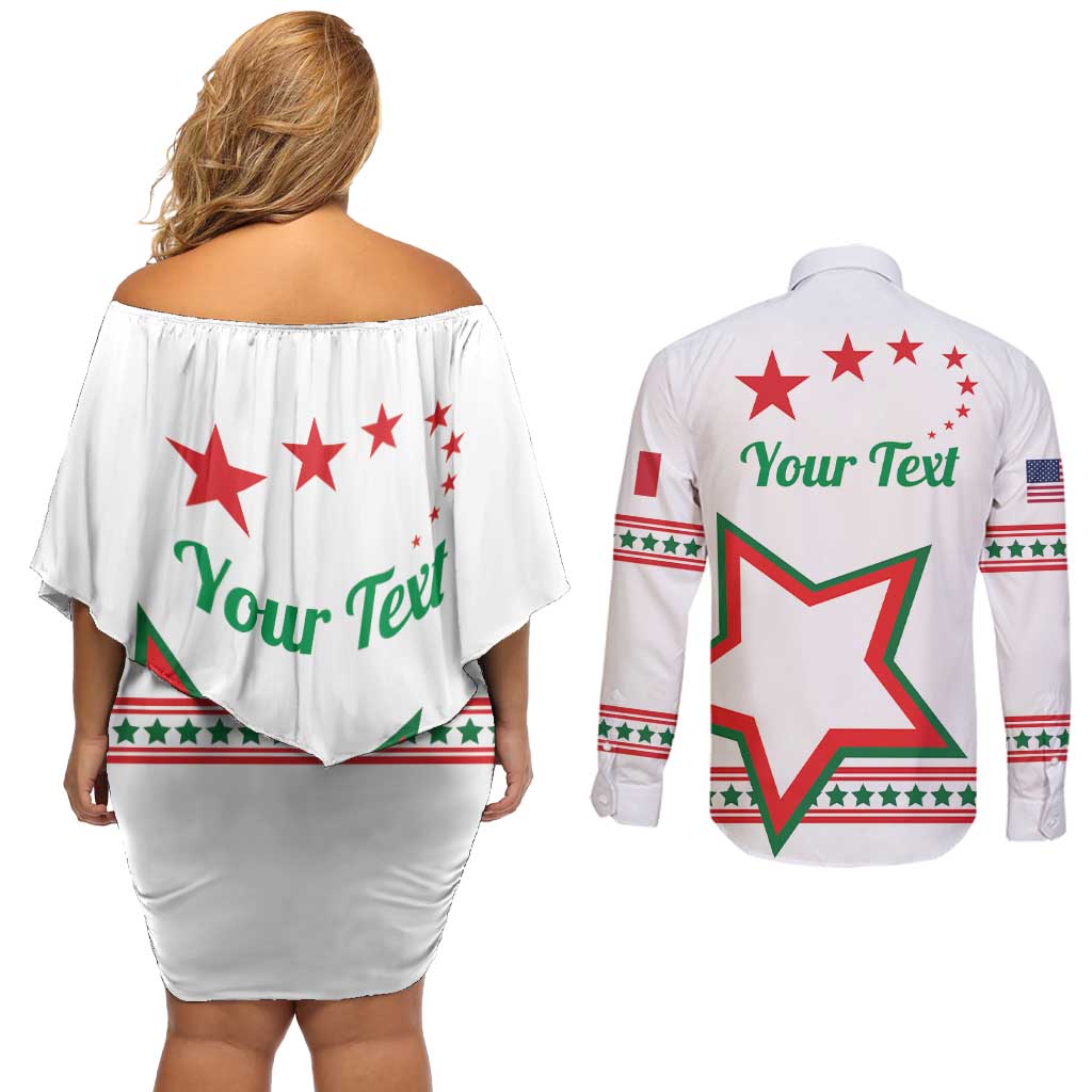 Personalized Italian-American Heritage Month Couples Matching Off Shoulder Short Dress and Long Sleeve Button Shirt Starlight Simple Style - Wonder Print Shop