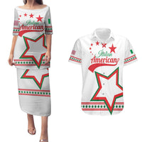 Personalized Italian-American Heritage Month Couples Matching Puletasi and Hawaiian Shirt Starlight Simple Style - Wonder Print Shop