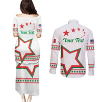 Personalized Italian-American Heritage Month Couples Matching Puletasi and Long Sleeve Button Shirt Starlight Simple Style - Wonder Print Shop