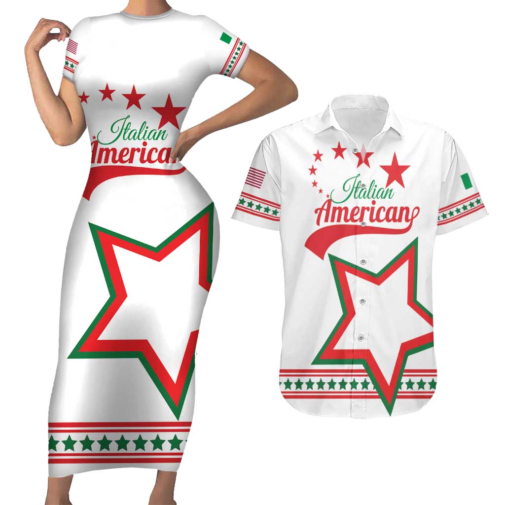 Personalized Italian-American Heritage Month Couples Matching Short Sleeve Bodycon Dress and Hawaiian Shirt Starlight Simple Style - Wonder Print Shop