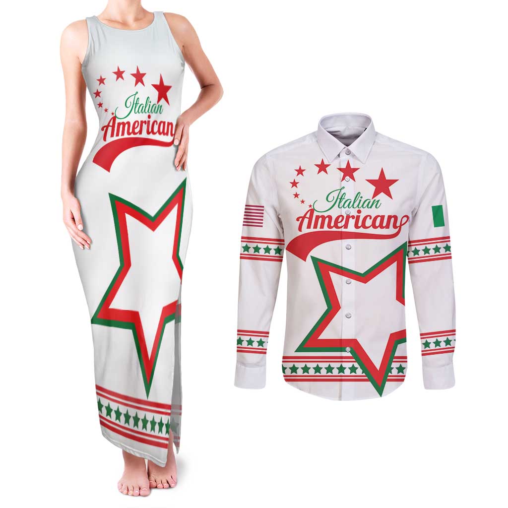 Personalized Italian-American Heritage Month Couples Matching Tank Maxi Dress and Long Sleeve Button Shirt Starlight Simple Style - Wonder Print Shop