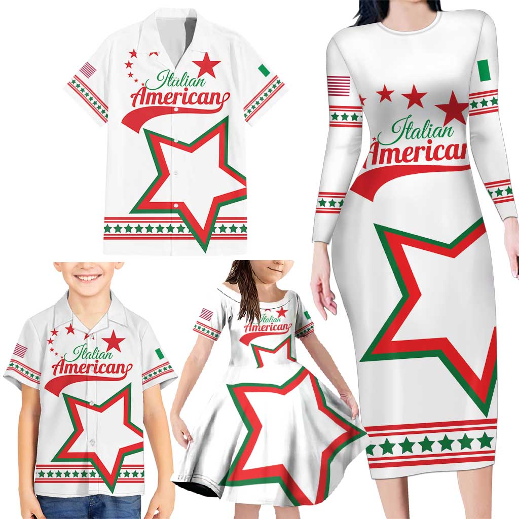 Personalized Italian-American Heritage Month Family Matching Long Sleeve Bodycon Dress and Hawaiian Shirt Starlight Simple Style - Wonder Print Shop