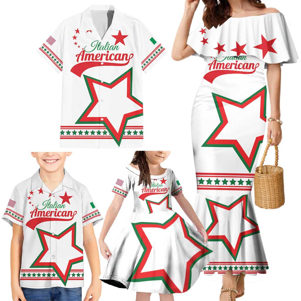 Personalized Italian-American Heritage Month Family Matching Mermaid Dress and Hawaiian Shirt Starlight Simple Style - Wonder Print Shop