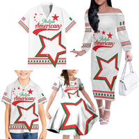 Personalized Italian-American Heritage Month Family Matching Off The Shoulder Long Sleeve Dress and Hawaiian Shirt Starlight Simple Style - Wonder Print Shop