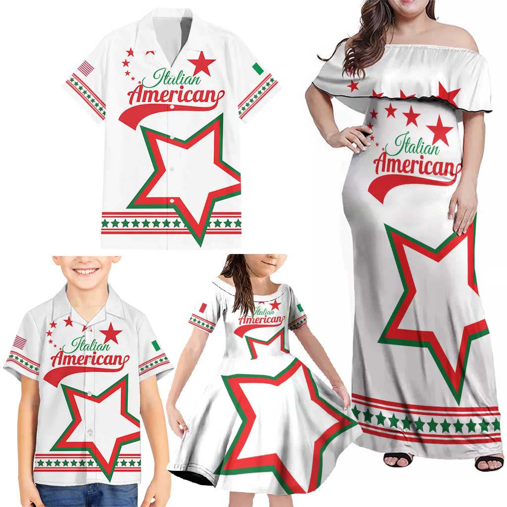 Personalized Italian-American Heritage Month Family Matching Off Shoulder Maxi Dress and Hawaiian Shirt Starlight Simple Style - Wonder Print Shop