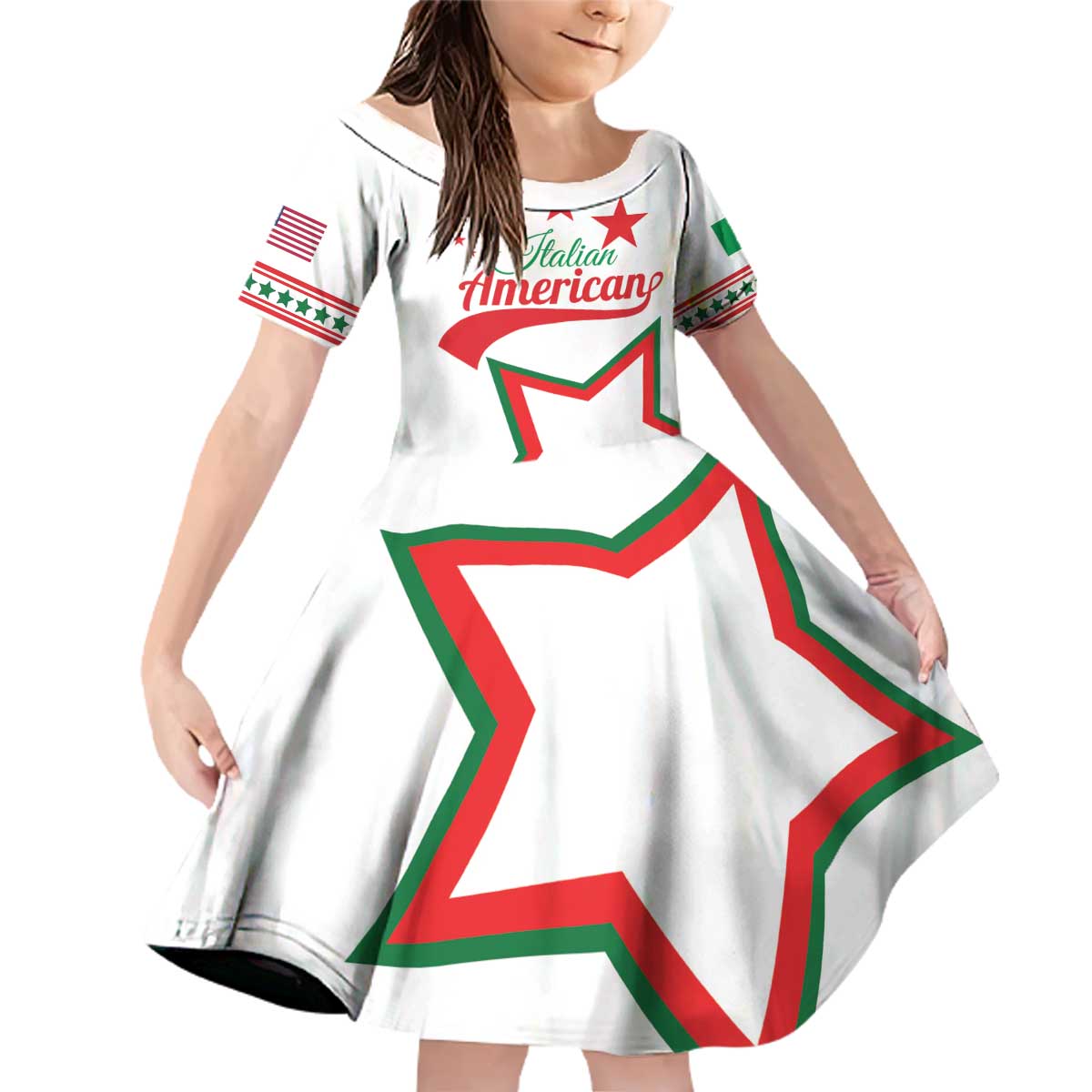 Personalized Italian-American Heritage Month Family Matching Off Shoulder Short Dress and Hawaiian Shirt Starlight Simple Style - Wonder Print Shop
