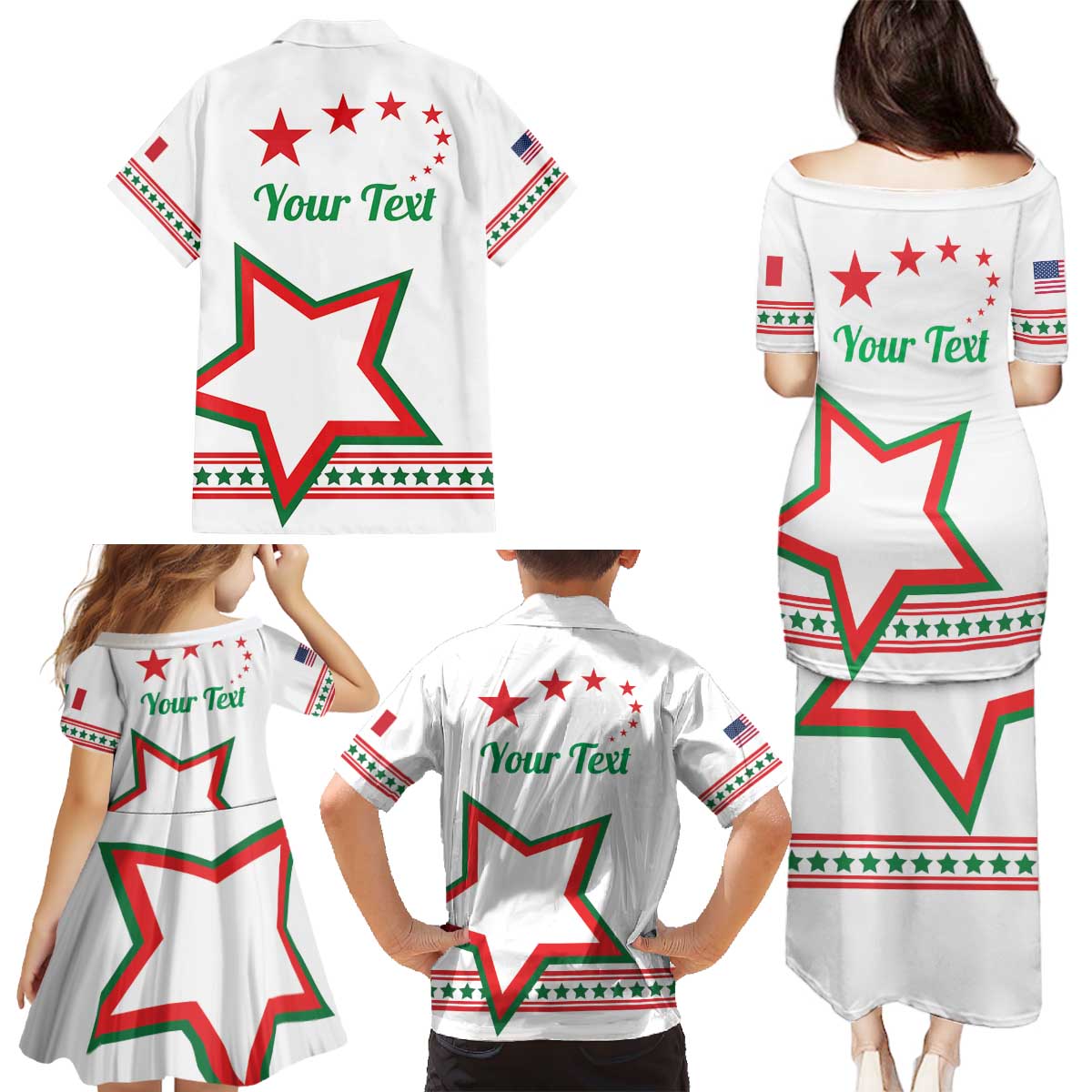 Personalized Italian-American Heritage Month Family Matching Puletasi and Hawaiian Shirt Starlight Simple Style - Wonder Print Shop