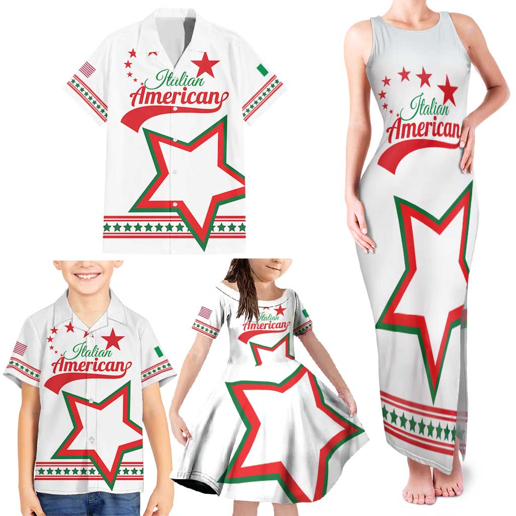 Personalized Italian-American Heritage Month Family Matching Tank Maxi Dress and Hawaiian Shirt Starlight Simple Style - Wonder Print Shop