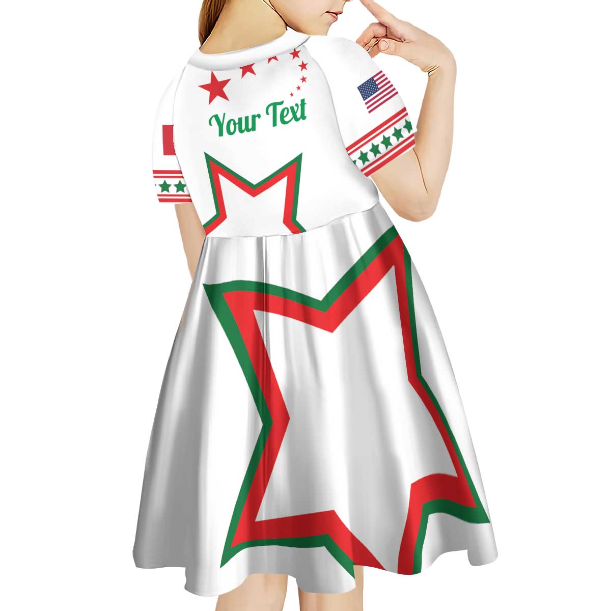 Personalized Italian-American Heritage Month Kid Short Sleeve Dress Starlight Simple Style - Wonder Print Shop