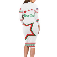 Personalized Italian-American Heritage Month Long Sleeve Bodycon Dress Starlight Simple Style - Wonder Print Shop