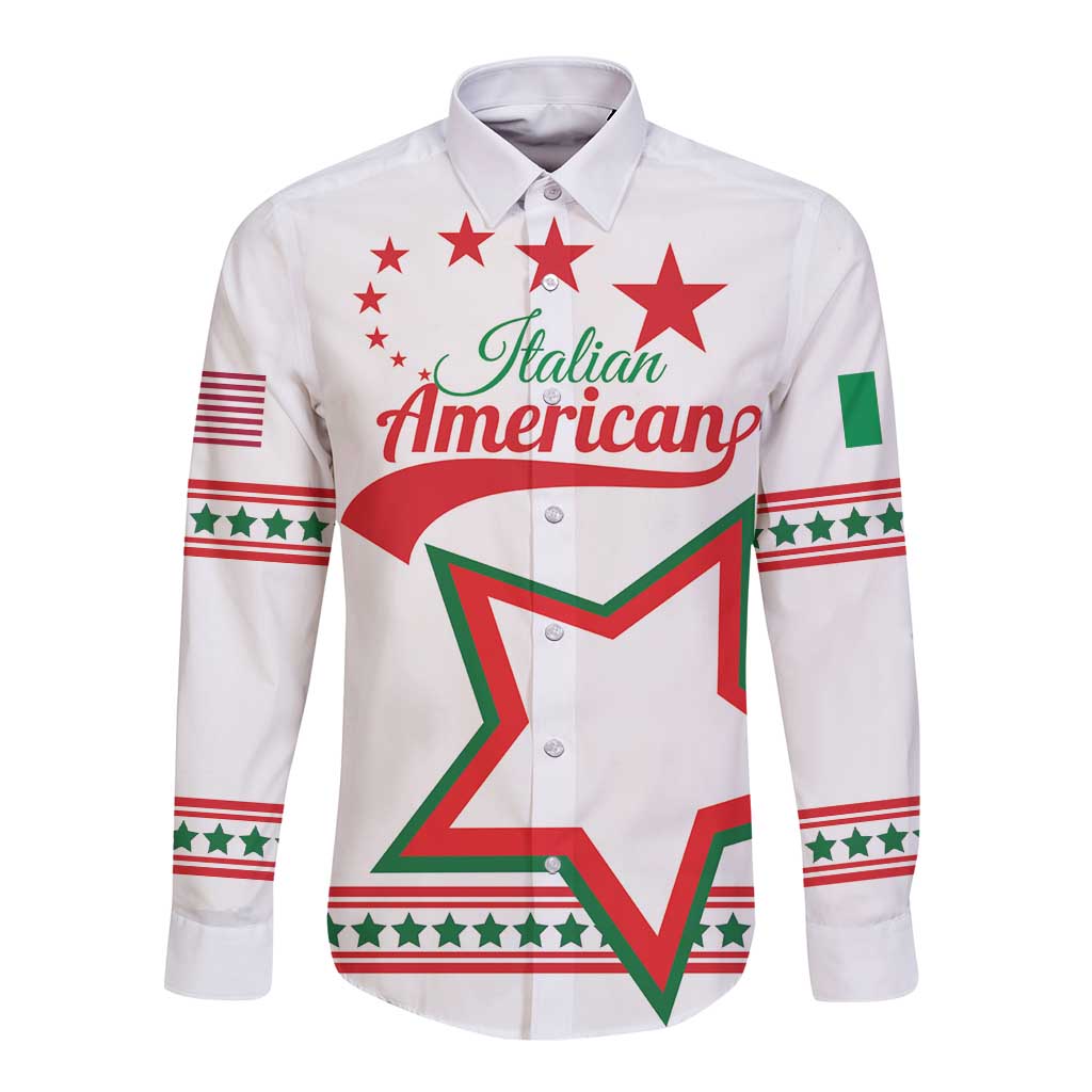Personalized Italian-American Heritage Month Long Sleeve Button Shirt Starlight Simple Style - Wonder Print Shop