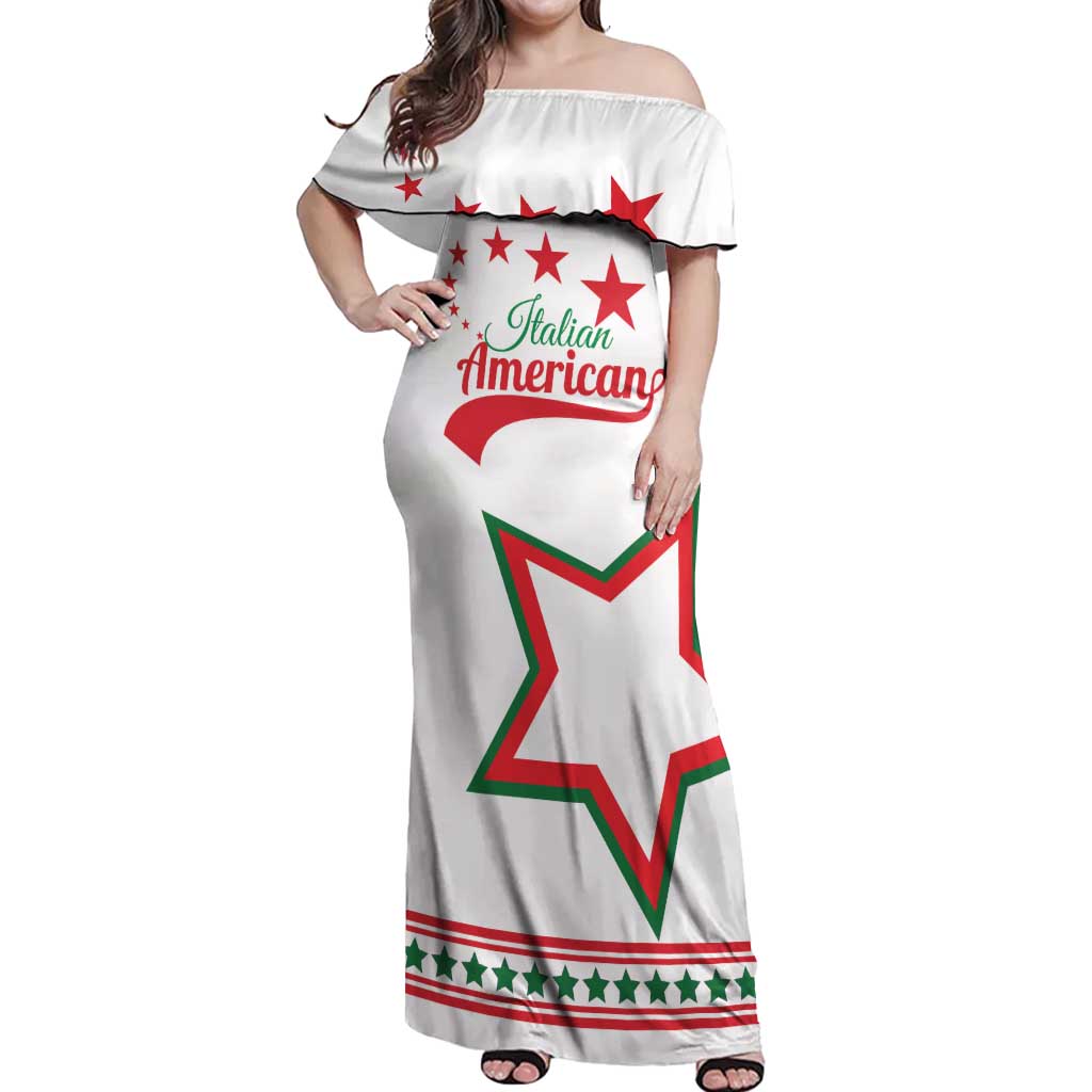 Personalized Italian-American Heritage Month Off Shoulder Maxi Dress Starlight Simple Style - Wonder Print Shop