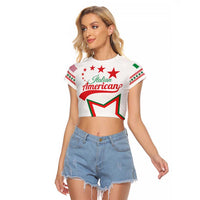 Personalized Italian-American Heritage Month Raglan Cropped T Shirt Starlight Simple Style - Wonder Print Shop