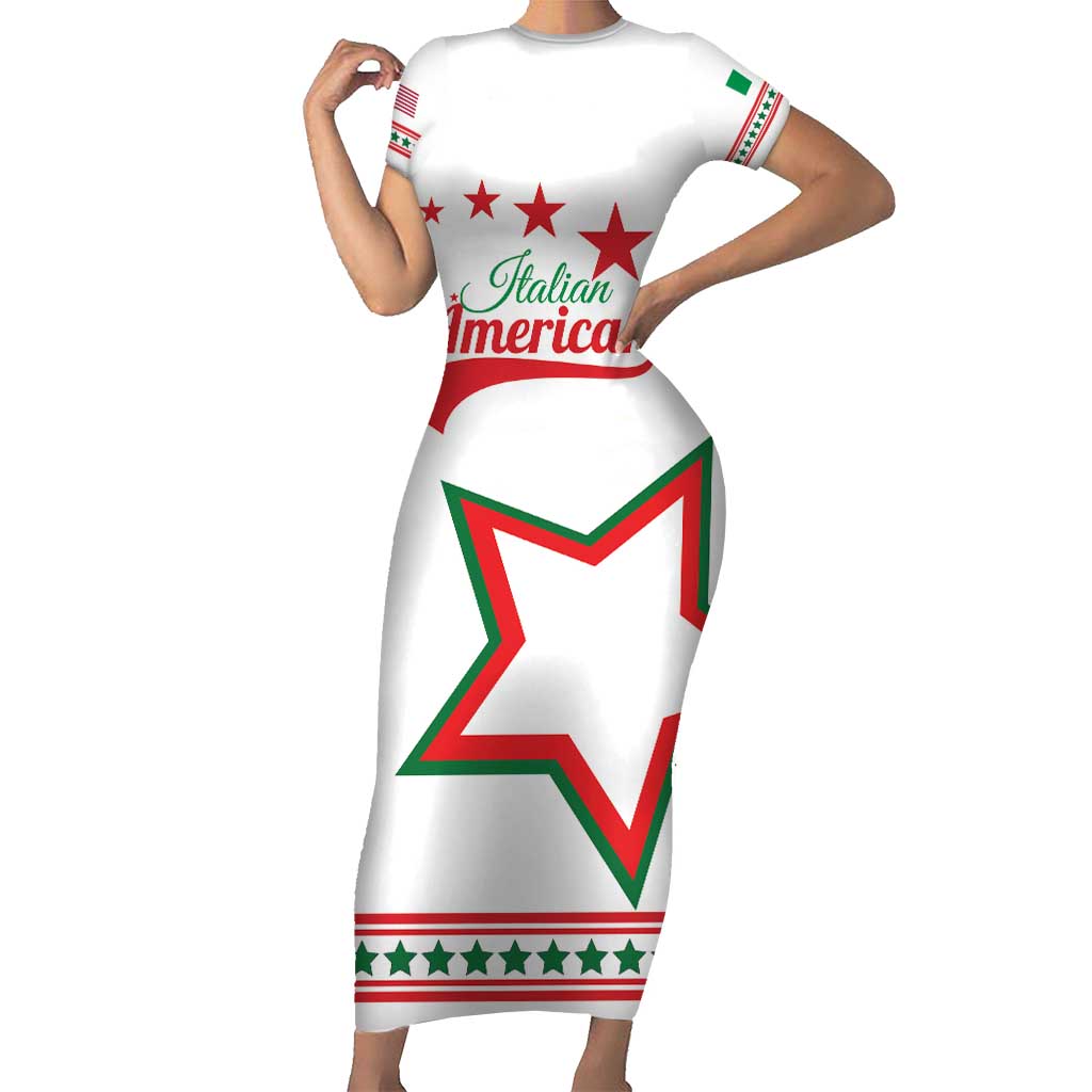 Personalized Italian-American Heritage Month Short Sleeve Bodycon Dress Starlight Simple Style - Wonder Print Shop