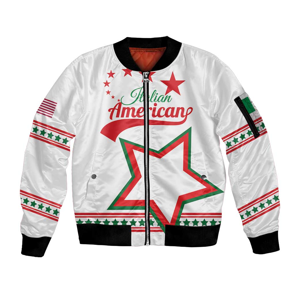 Personalized Italian-American Heritage Month Sleeve Zip Bomber Jacket Starlight Simple Style - Wonder Print Shop