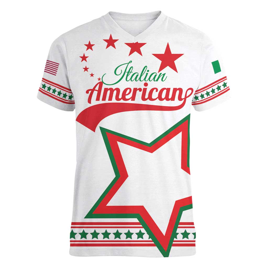 Personalized Italian-American Heritage Month Women V-Neck T-Shirt Starlight Simple Style - Wonder Print Shop