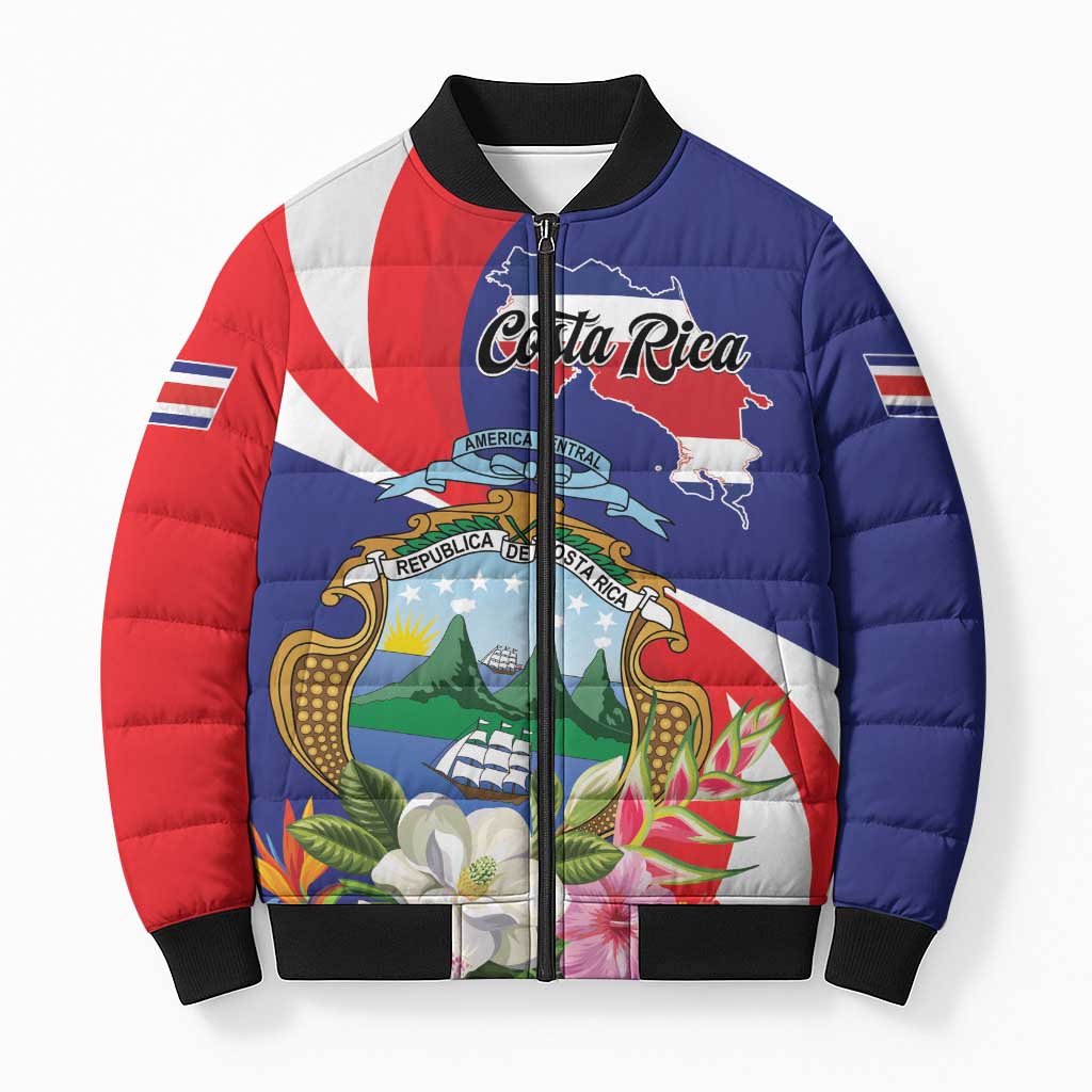 Personalized Costa Rica Pura Vida Tropical Bomber Puffer Jacket - Wonder Print Shop