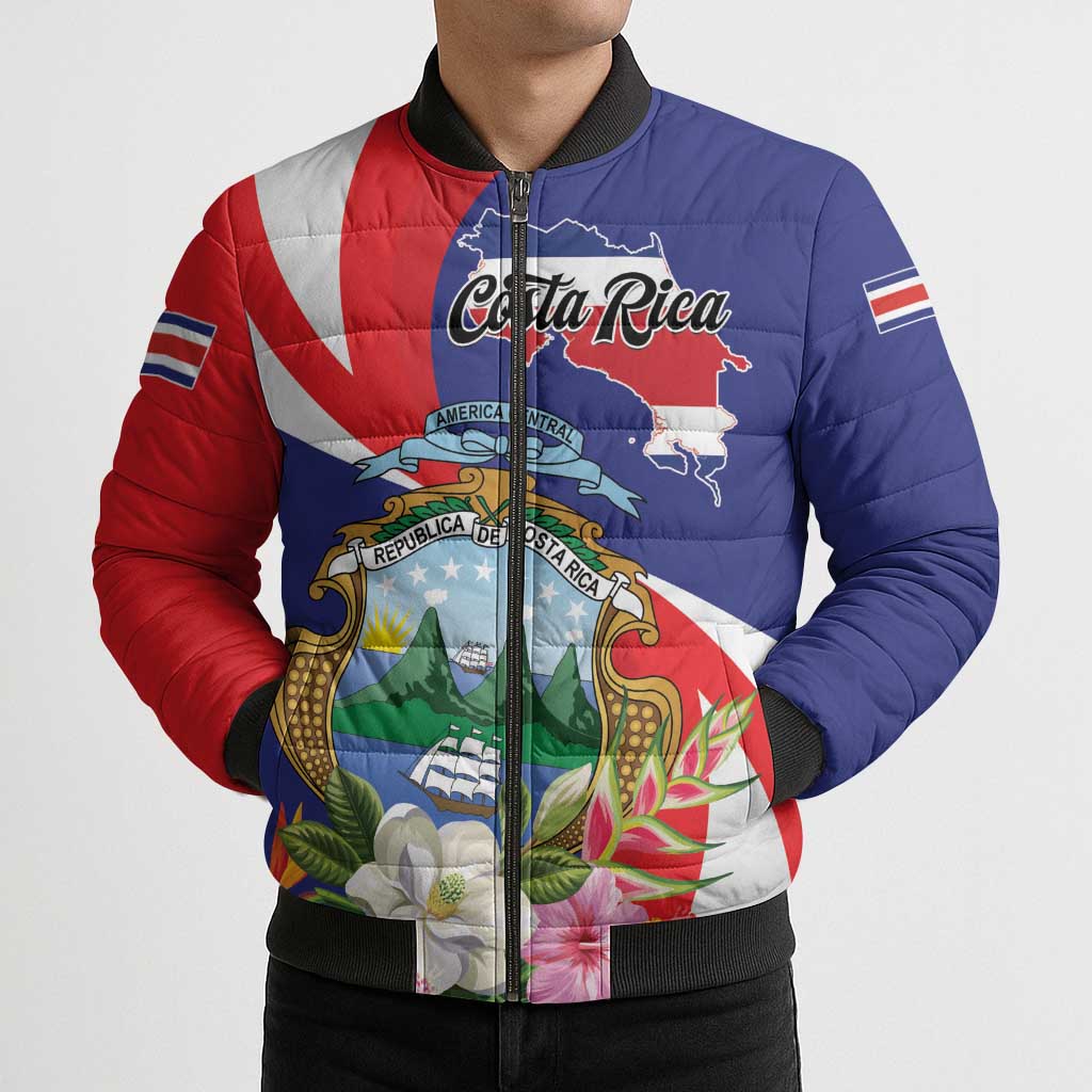 Personalized Costa Rica Pura Vida Tropical Bomber Puffer Jacket - Wonder Print Shop