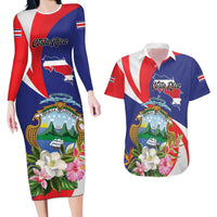 Personalized Costa Rica Pura Vida Tropical Couples Matching Long Sleeve Bodycon Dress and Hawaiian Shirt - Wonder Print Shop