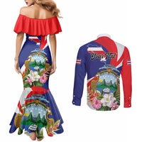Personalized Costa Rica Pura Vida Tropical Couples Matching Mermaid Dress and Long Sleeve Button Shirt - Wonder Print Shop