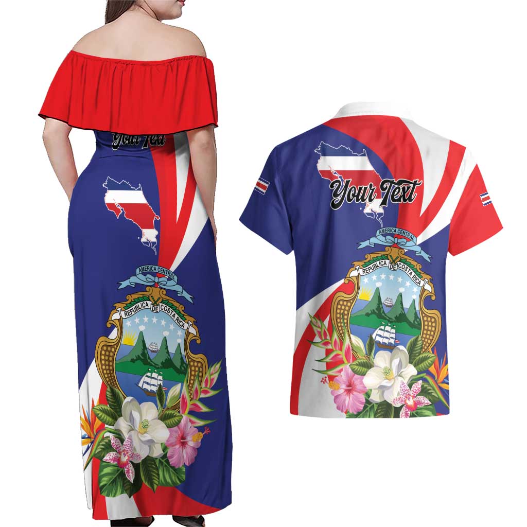 Personalized Costa Rica Pura Vida Tropical Couples Matching Off Shoulder Maxi Dress and Hawaiian Shirt - Wonder Print Shop