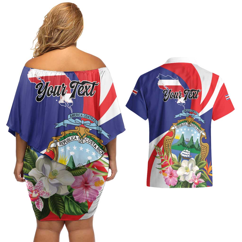Personalized Costa Rica Pura Vida Tropical Couples Matching Off Shoulder Short Dress and Hawaiian Shirt - Wonder Print Shop