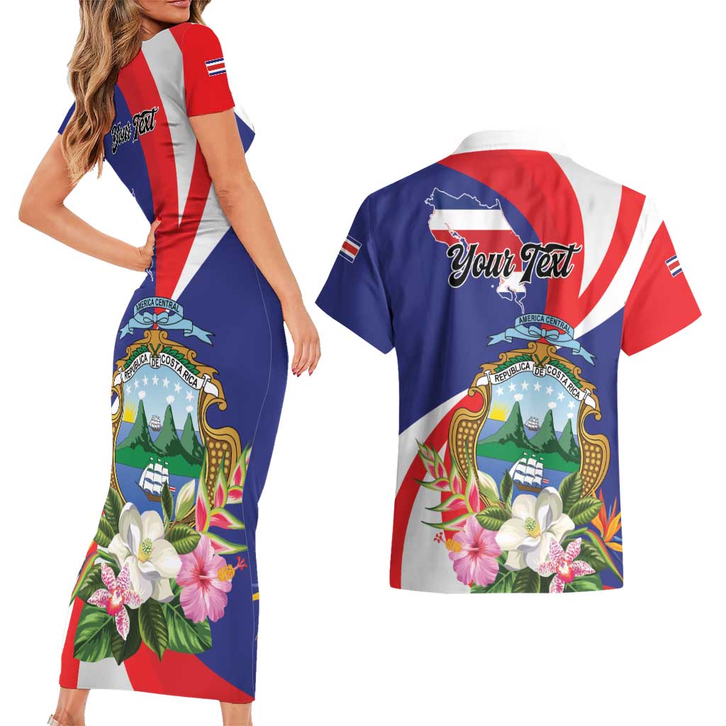Personalized Costa Rica Pura Vida Tropical Couples Matching Short Sleeve Bodycon Dress and Hawaiian Shirt - Wonder Print Shop