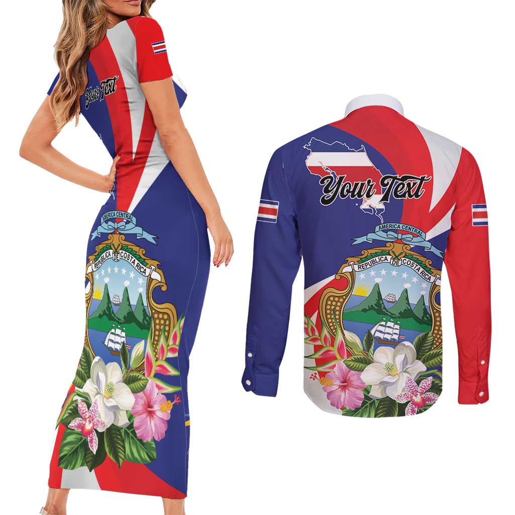 Personalized Costa Rica Pura Vida Tropical Couples Matching Short Sleeve Bodycon Dress and Long Sleeve Button Shirt - Wonder Print Shop