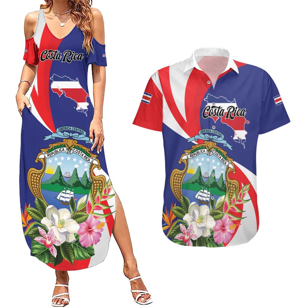 Personalized Costa Rica Pura Vida Tropical Couples Matching Summer Maxi Dress and Hawaiian Shirt - Wonder Print Shop