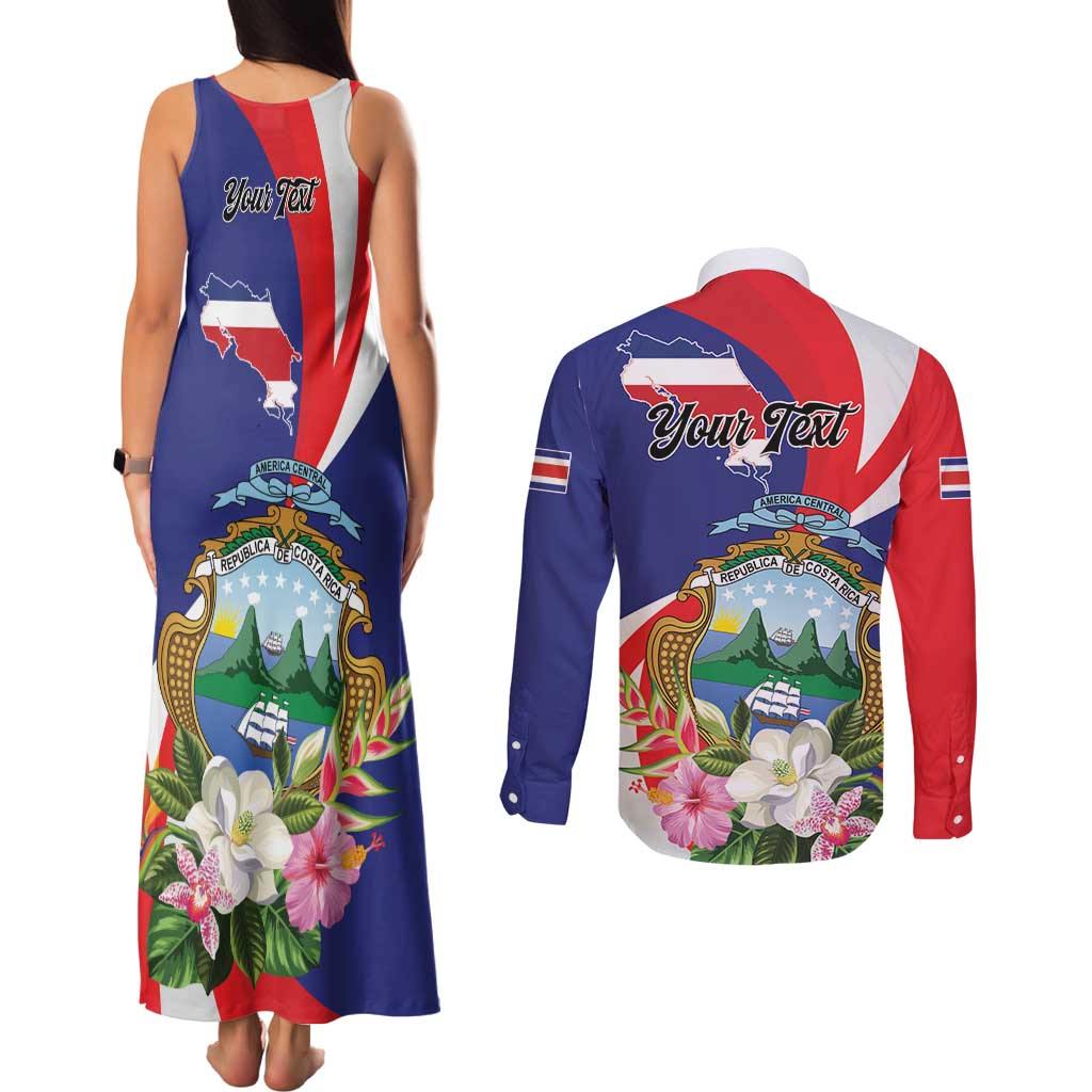 Personalized Costa Rica Pura Vida Tropical Couples Matching Tank Maxi Dress and Long Sleeve Button Shirt - Wonder Print Shop