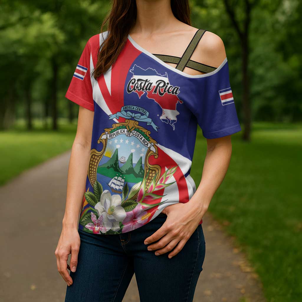 Personalized Costa Rica Pura Vida Tropical Cross Shoulder Shirt - Wonder Print Shop