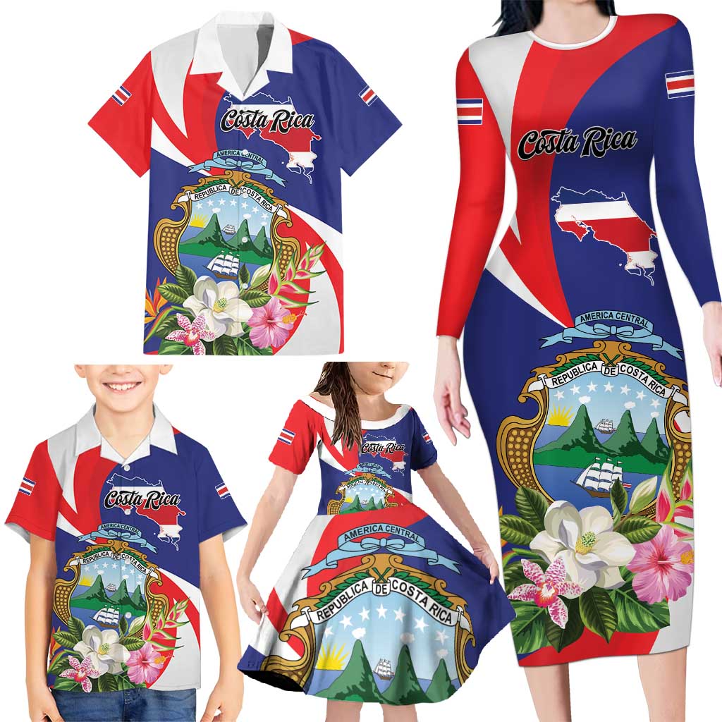 Personalized Costa Rica Pura Vida Tropical Family Matching Long Sleeve Bodycon Dress and Hawaiian Shirt - Wonder Print Shop