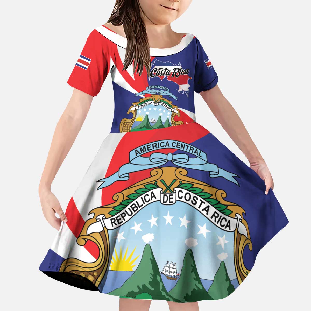 Personalized Costa Rica Pura Vida Tropical Family Matching Off The Shoulder Long Sleeve Dress and Hawaiian Shirt - Wonder Print Shop