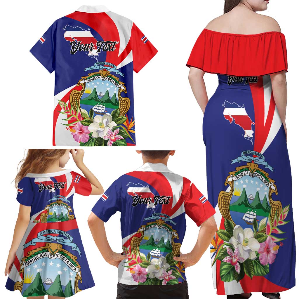 Personalized Costa Rica Pura Vida Tropical Family Matching Off Shoulder Maxi Dress and Hawaiian Shirt - Wonder Print Shop