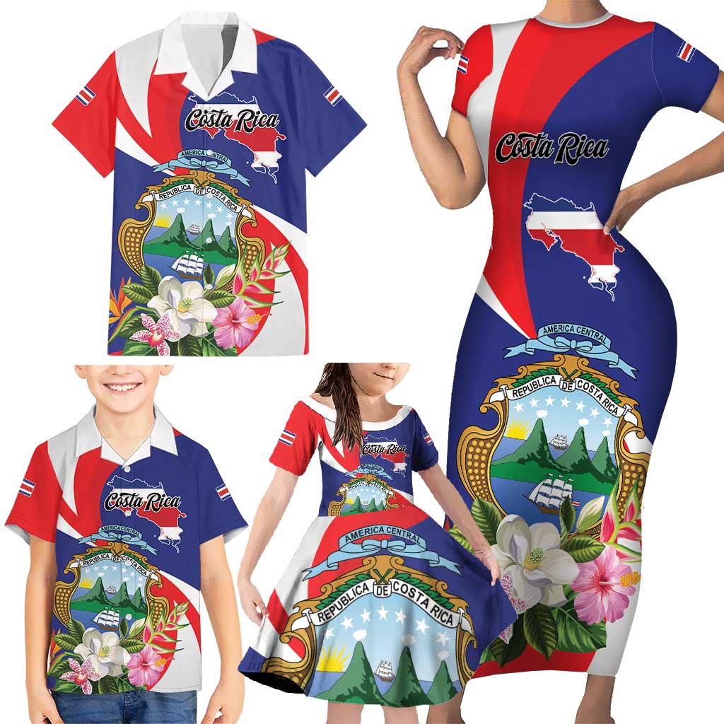 Personalized Costa Rica Pura Vida Tropical Family Matching Short Sleeve Bodycon Dress and Hawaiian Shirt - Wonder Print Shop