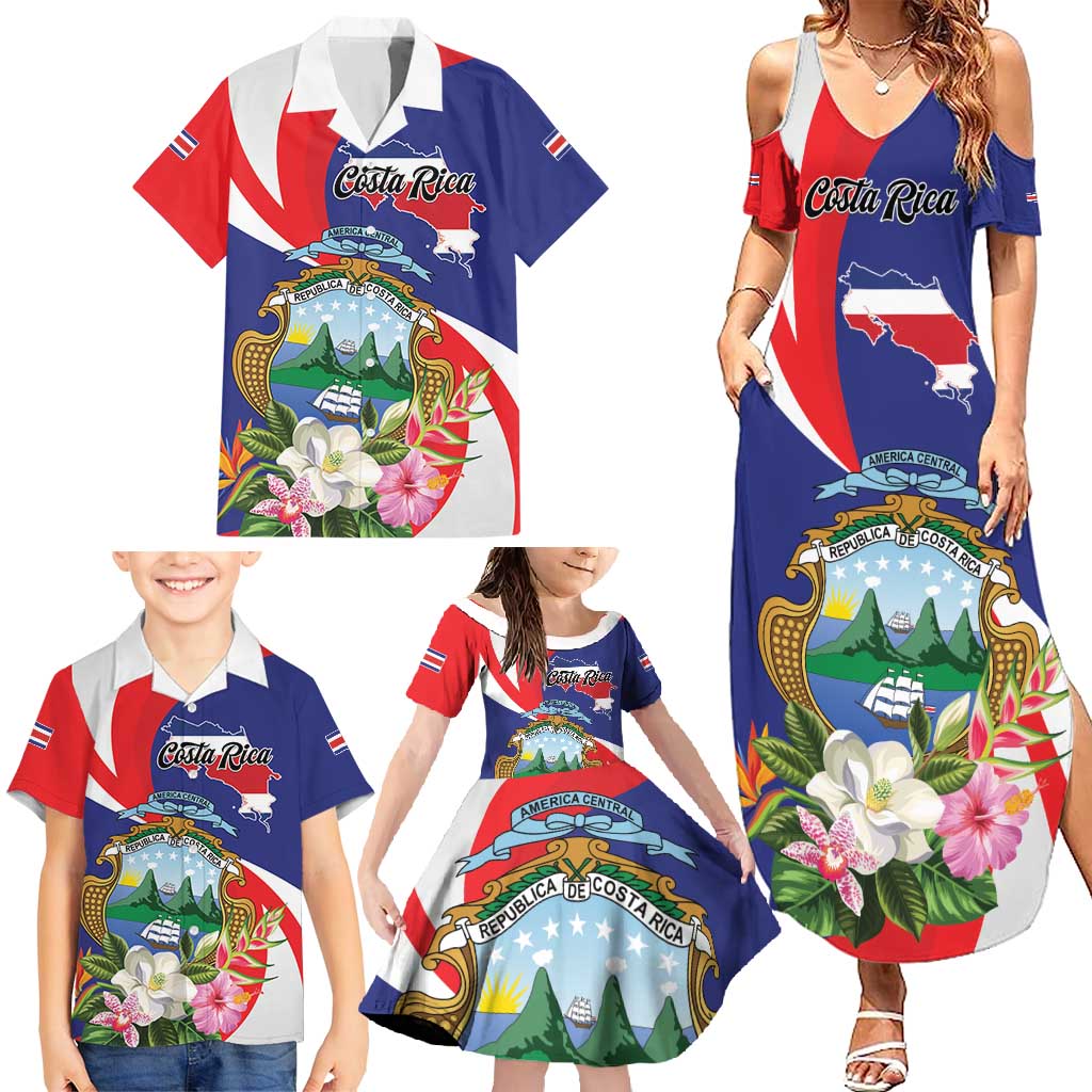 Personalized Costa Rica Pura Vida Tropical Family Matching Summer Maxi Dress and Hawaiian Shirt - Wonder Print Shop