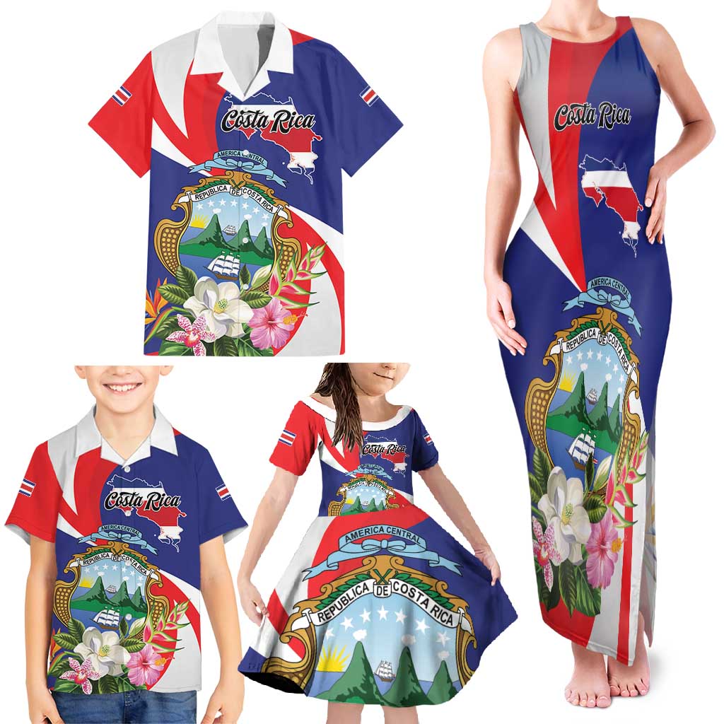 Personalized Costa Rica Pura Vida Tropical Family Matching Tank Maxi Dress and Hawaiian Shirt - Wonder Print Shop