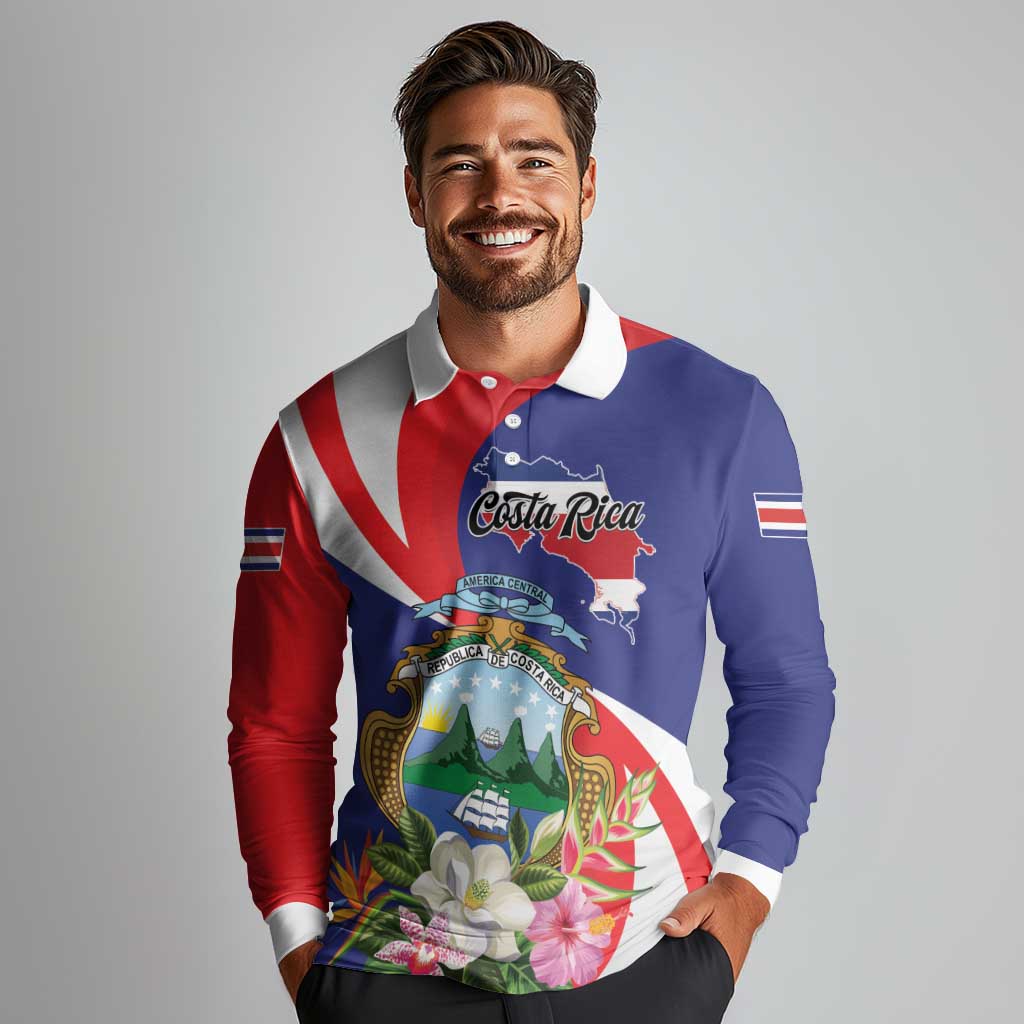 Personalized Costa Rica Pura Vida Tropical Long Sleeve Polo Shirt - Wonder Print Shop