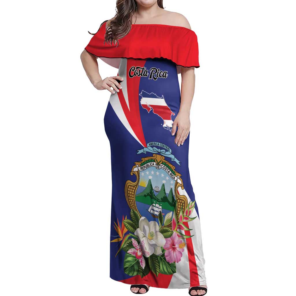 Personalized Costa Rica Pura Vida Tropical Off Shoulder Maxi Dress - Wonder Print Shop
