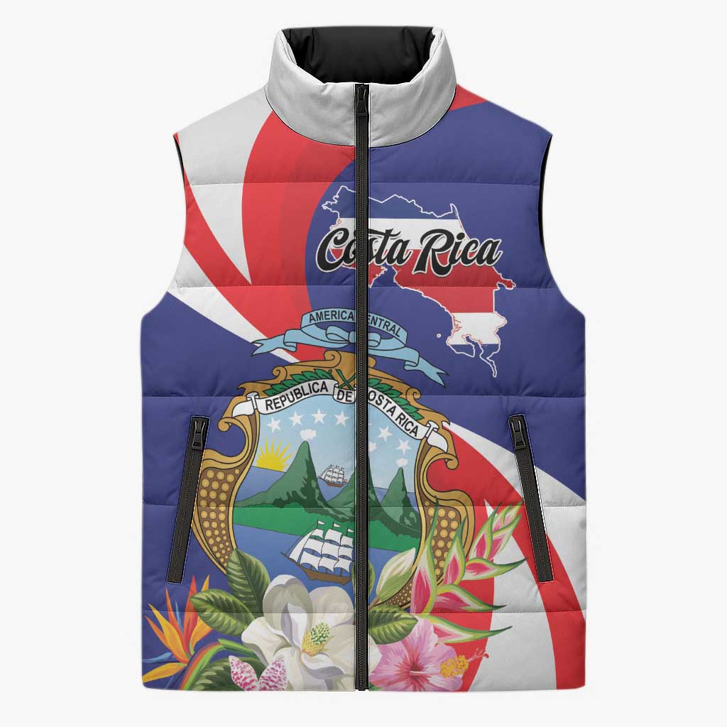 Personalized Costa Rica Pura Vida Tropical Sleeveless Puffer Jacket - Wonder Print Shop